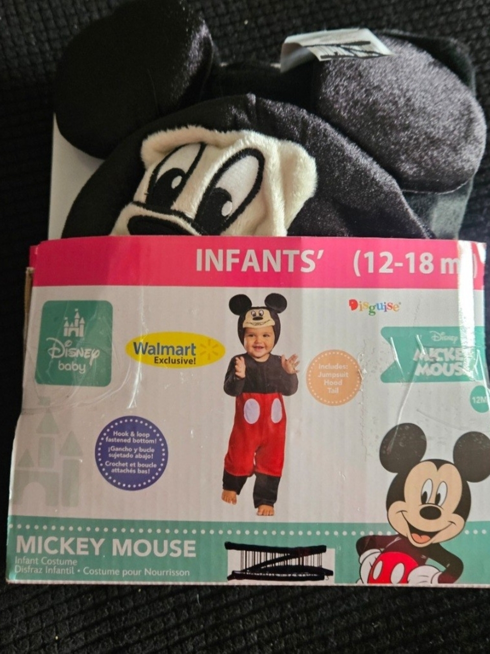 Disney Mickey Mouse Infant Black and Red Plush Halloween Costume 12- 18 Month